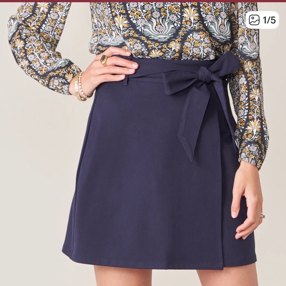 Spartina 449 Navy A-Line Skirt with Bow